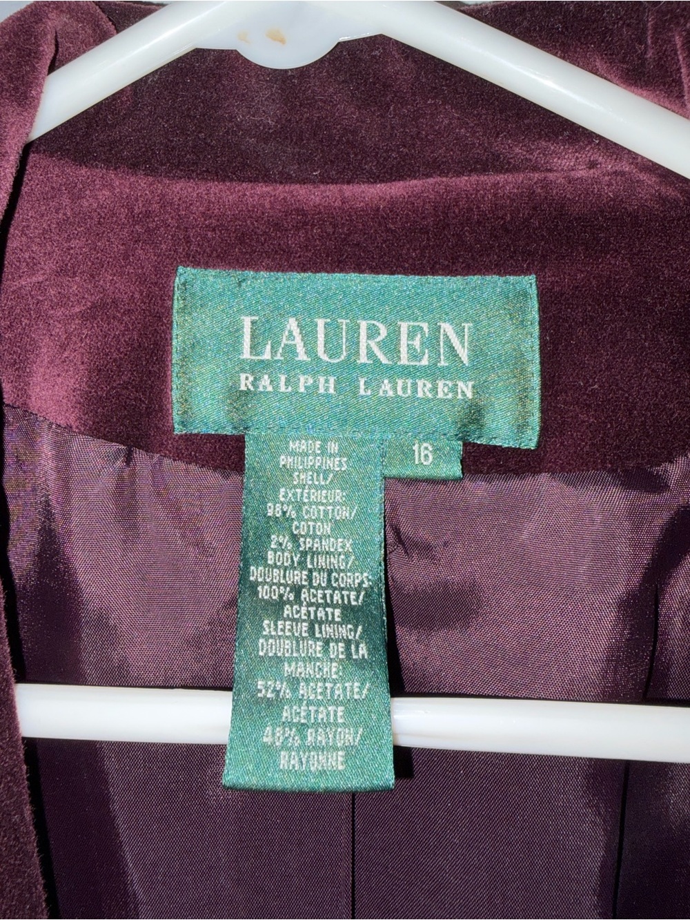 Lauren Ralph Lauren Velvet Blazer in Deep Wine - Picture 3 of 3